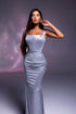 Renelle - straight neckline dress with metallic buckles